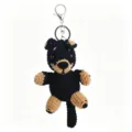 Handmade crochet dog keychain cute plush puppy bag charm knitted keyring accessory gift - Black & Brown Puppy Keychain
