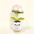 Handmade crochet flower potted doll desktop ornament gift for graduation teacher day decoration - Rose Potted Plant