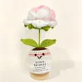 Handmade crochet potted flower with inspirational message card, cute desktop decoration. - Rose Potted Plant 2