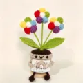 Handmade crochet potted plant doll cute colorful flowers desktop ornament decoration gift - Multicolor Puff Flower Potted Plant