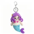 Handmade crochet mermaid keychain cute knitted bag pendant adorable doll gift for students - Purple Hair Mermaid Keychain
