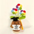 Handmade crochet graduation potted doll with colorful flowers and cute graduation cap design. - Multicolor Puff Flower Potted Plant 3