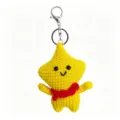 Handmade crochet yellow star plush keychain with red scarf cute bag charm knit toy accessory - Star Character Keychain