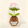 Handcrafted crochet potted flower doll positive energy graduation teacher desktop ornament - Rose Potted Plant 4