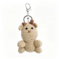 Handmade crochet plush doll keychain, cute beige knitted animal bag charm for students. - Light Brown Deer Keychain