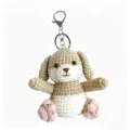 Handmade crochet animal keychain cute knitted plush doll bag charm backpack pendant - Pink Paw Floppy-Eared Puppy Keychain