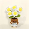 Handmade crochet daisy potted plant positive energy knit flower desktop decor ornament - Daisy Pot