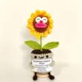 Handmade crochet sunflower potted doll emotional support plant desk decor positive energy gift 1pc - Abstract Potted Sunflower