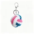 Handcrafted crochet ball keychain colorful yarn bag charm cute backpack accessory gift - Color-Block Volleyball Keychain