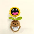 Handmade crochet sunflower potted plant positive energy graduation desktop decor gift - Abstract Black-Faced Potted Sunflower 3