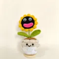 Handmade crochet sunflower potted plant cute desk decor graduation gift ornament for home - Abstract Black-Faced Potted Sunflower 4