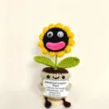 Handmade crochet positive energy sunflower potted doll, emotional support desktop decoration. - Abstract Black-Faced Potted Sunflower 5