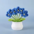 Handmade crochet blue flower potted plant desktop ornament home office decoration gift. - Positive Potted Plant - Blue Forget-Me-Not