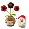 Handmade crochet potted flower and cute Santa Claus Christmas desktop decor ornament - Christmas 12