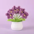 Handcrafted crochet purple flower potted plant, desktop ornament and lovely gift. - Positive Potted Plant - Purple Forget-Me-Not