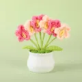 Handmade crochet potted flowers, cute yarn knitted plant desktop ornament for home decor. - Positive Potted Plant - Gradient Pink Forget-Me-Not