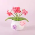 Handcrafted crochet potted flowers knit plant home table decor gift cute detail. - Positive Potted Plant - Pearl Gradient Pink Forget-Me-Not