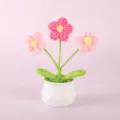 Handcrafted crochet potted flowers desktop ornament cute yarn floral decor for home gift - Positive Potted Plant - Pink Puff Flower