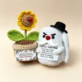 Handcrafted crochet sunflower and white doll ornament set, perfect for festival gift and home decor. - Christmas Toilet Paper Gift Box