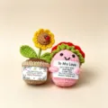 Handmade crochet sunflower potted plant and cute character doll set with sweet greeting cards. - Santa Claus Gift Box 1