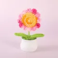 Handmade crochet flower potted plant yarn knit desktop ornament home decor gift - Positive Potted Plant - Gradient Pink Daisy