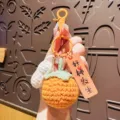 Handgefertigter Häkel-Persimone Schlüsselanhänger, süßer Strickwolle Schlüsselring Variante. - Knopf-Stil - Persimone (Viel Glück)