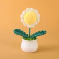 Handmade crochet daisy flower potted plant desktop ornament for home office decor gift. - Positive Potted Plant - White Daisy