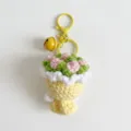 Handgemaakte gehaakte rozen boeket sleutelhanger, schattige gele pot bloem tas hanger. - Lichtgeel