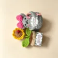 Handmade crochet Christmas plush doll ornament with sunflower pot, cute holiday gift decor. - Christmas Grey Cat Gift Box 2