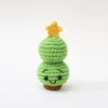 Handmade crochet Christmas tree toy cute knitted plush doll desktop home holiday decor - Green Gourd Yellow Five-Pointed Star