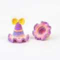 Handgemachte Häkel Mini Zylinder Haarklammern süße bunte Strick Party Mütze Baby Haarschmuck - Gelbe Schleife & lila Rand