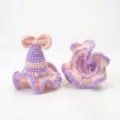 Mini chapeau au crochet fait main mignon accessoire de cheveux en laine rose violet rayé photo - Rose Violet