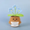 Handmade crochet potted plant detail, cute plush toy with emotional message card, nice decor. - Blue Forget-me-not