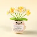 Handmade crochet potted flower doll with cute card, soft wool knit desktop decor. - Style 6