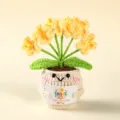 Handmade crochet potted plant yellow flowers cute knitted positive doll desk decor gift - Style 7