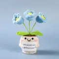 Handmade crochet potted flower doll with cute smile, perfect positive energy knitted plant decor. - Style 15