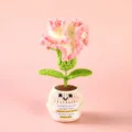 Handmade crochet positive flower potted doll, pink and white knitted potted plant gift for decor. - Style 26