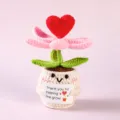 Handmade Crochet Potted Plant Cute Knitted Flower Toy Red Heart Positive Desk Decor - Style 27