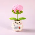 Handmade crochet potted flower positive energy cute knitted plant desk decor gift item - Style 31
