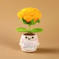 Handmade crochet potted flower doll, cute yellow positive flower decoration for home desk decor. - Style 33
