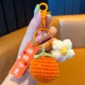 Handgemachte gestrickte Kaki Schlüsselanhänger süße Frucht Tasche Auto Deko Geschenk - Positiven-Kaki mit buntem Haken