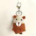 Handmade crochet animal keychain cute plush bag pendant brown beige style charm accessory. - Little Brown Dazed Beast