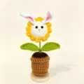 Handmade crochet sunflower potted plant with bunny ears, cute desktop decoration doll. - Rabbit Sunflower Potted Plant 3