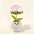 Handmade crochet potted flower gift desk decoration with positive affirmation card for teachers. - Rose Potted Plant 5