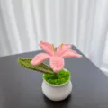 Handgemachte gehäkelte rosa Lilie Topfpflanze süße Strickblume Tischdeko Auto Ornament - Rosa