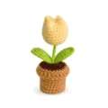 Flor de maceta de ganchillo hecha a mano planta bonita tejida para regalo de escritorio - Tulipanes amarillos en maceta (Estilo B)