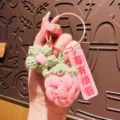 Handgefertigt Häkeln Sonnenblume Erdbeere Schlüsselanhänger süße Plüsch Tasche Anhänger - Drahtschlingen-Stil - Rosa Erdbeere (Sorgenfrei)