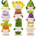 Handgemachte Häkel-Plüschfigur als emotionale Unterstützung Tischdeko positives Geschenk - Obst- und Gemüsefigur mit Basis