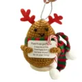 Christmas crochet potato doll pendant, cute reindeer plush toy with red green scarf for decor. - Christmas 1