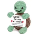 Tartaruga all'uncinetto peluche fatto a mano con biglietto positivo simpatico regalo stanza - Tartaruga marina con carta T